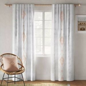 50"x95" Amira Printed Blackout Curtain Panel by Opalhouse White / Sand